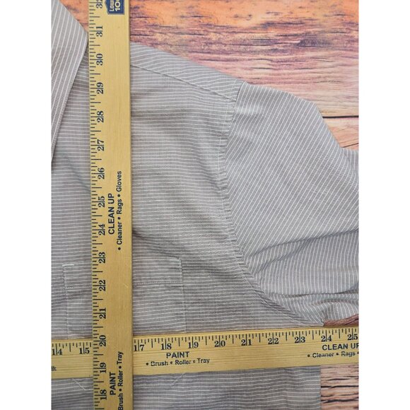 Travis Mathew Mens Cotton Blend Tan Striped Shirt XL Short Sleeve Button-Up - Picture 8 of 8